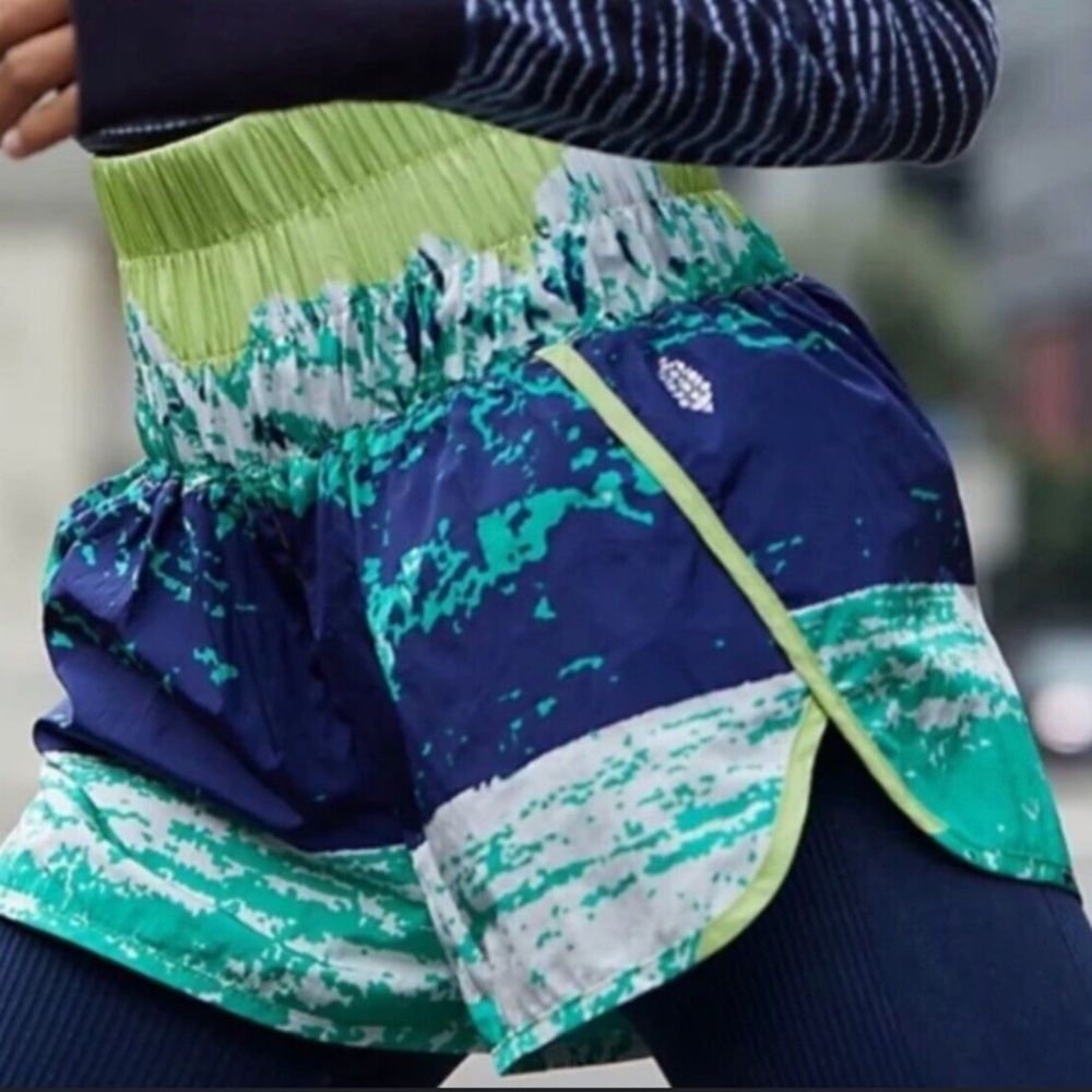 Free People size xs green blue yellow way home shorts atheltic